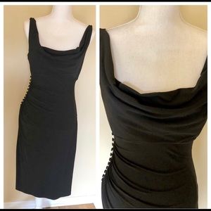 Black cocktail dress, scoop neck
